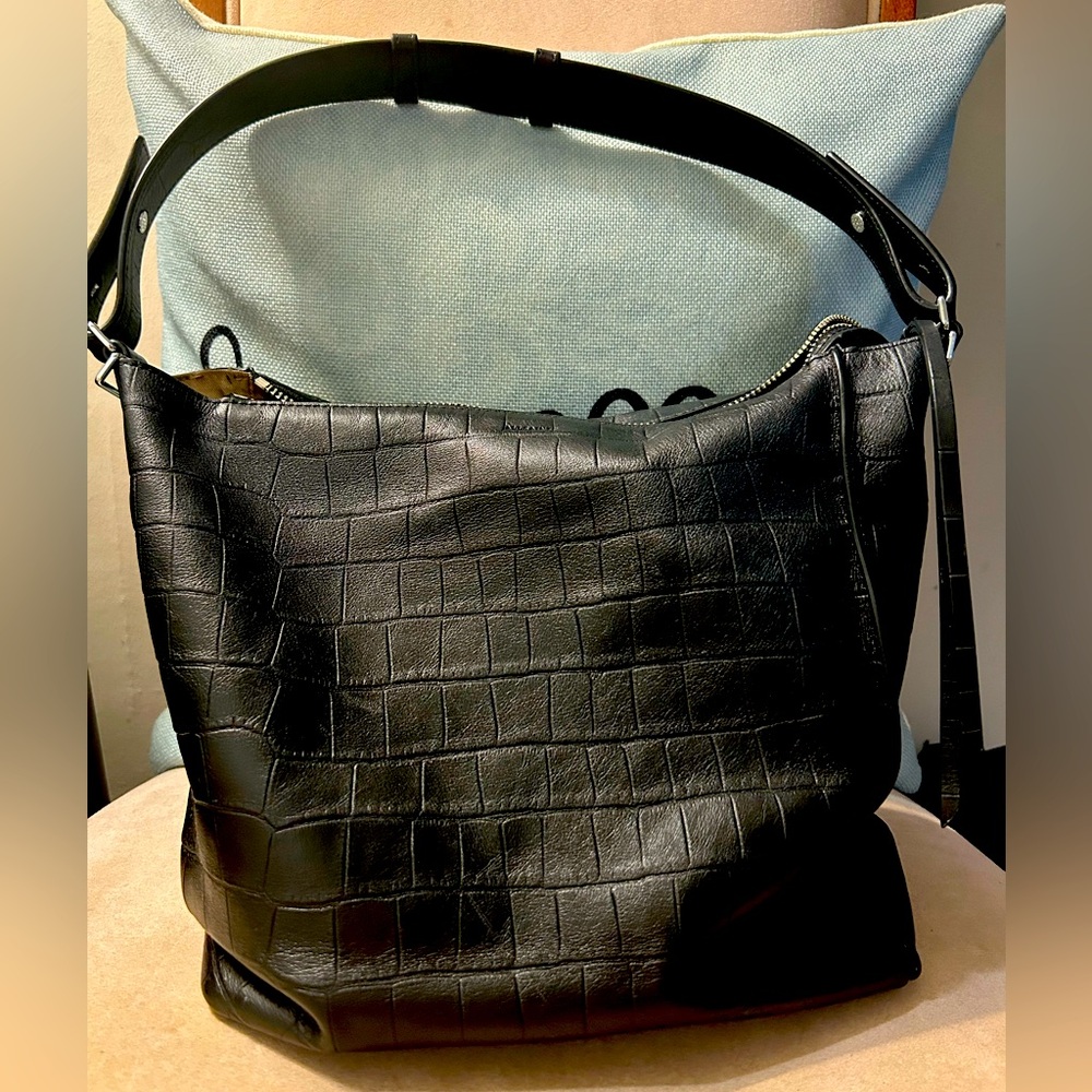 Black croc handbag